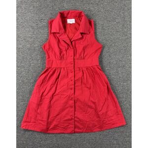 Pomander Place Dress Womens Medium Red Noelle Button Front Fit‎ & Flare